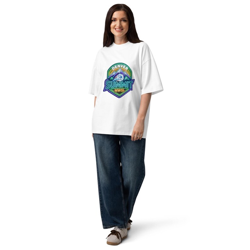 Denver Summit NWSL neon organic oversized high neck t-shirt