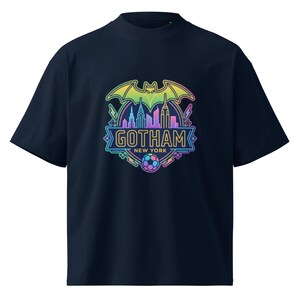 Gotham NY graphic NWSL organic oversized high neck t-shirt