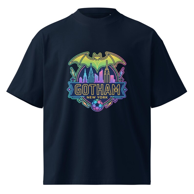 Gotham NY graphic NWSL organic oversized high neck t-shirt