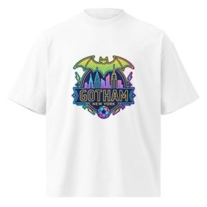 Gotham NY graphic NWSL organic oversized high neck t-shirt