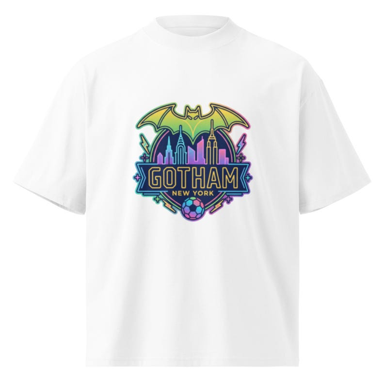 Gotham NY graphic NWSL organic oversized high neck t-shirt