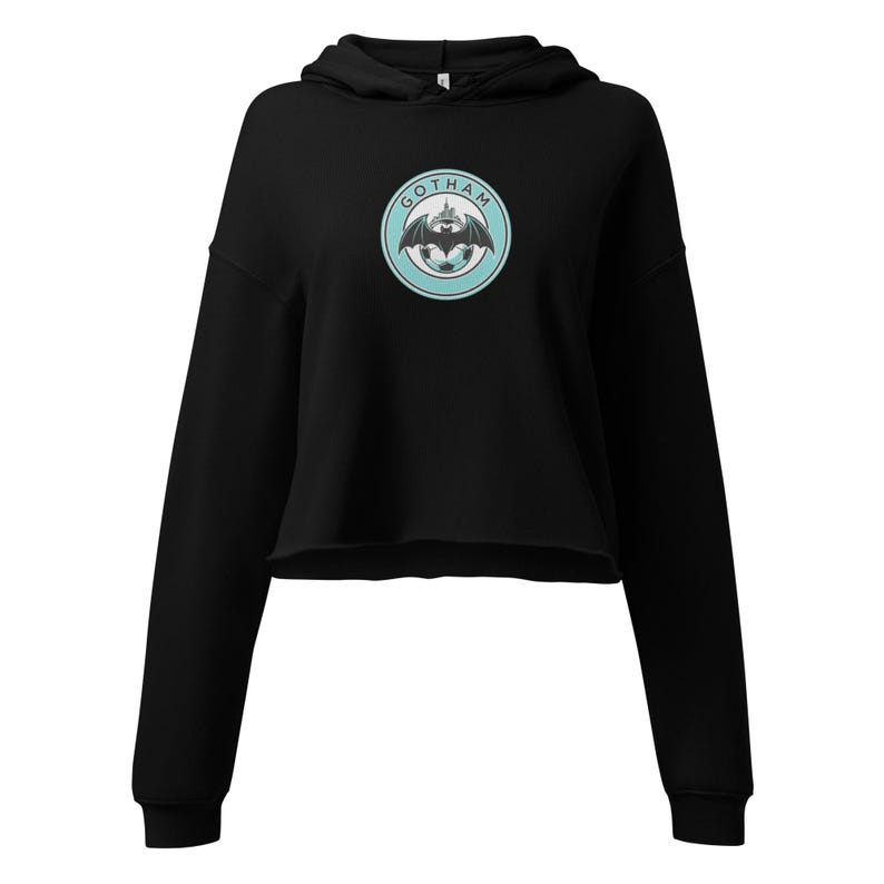 Gotham FC Bat Logo NWSL Women's Soccer Crop Hoodie