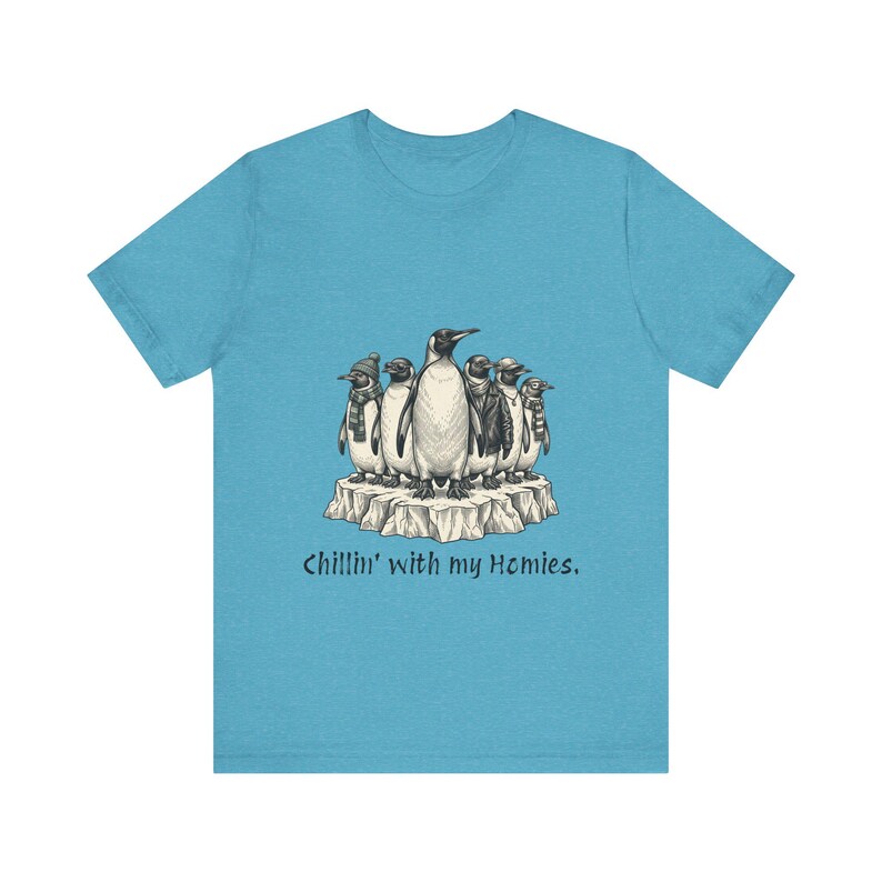 Camiseta "Relajándome con mis amigos" Camiseta de pingüinos geniales Camiseta con ilustración de pingüino Camiseta de amigos Camiseta de grupo de amigos Iceberg Camiseta para adolescentes en blanco y negro imagen 18