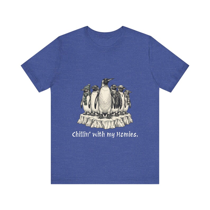 Camiseta "Relajándome con mis amigos" Camiseta de pingüinos geniales Camiseta con ilustración de pingüino Camiseta de amigos Camiseta de grupo de amigos Iceberg Camiseta para adolescentes en blanco y negro imagen 16