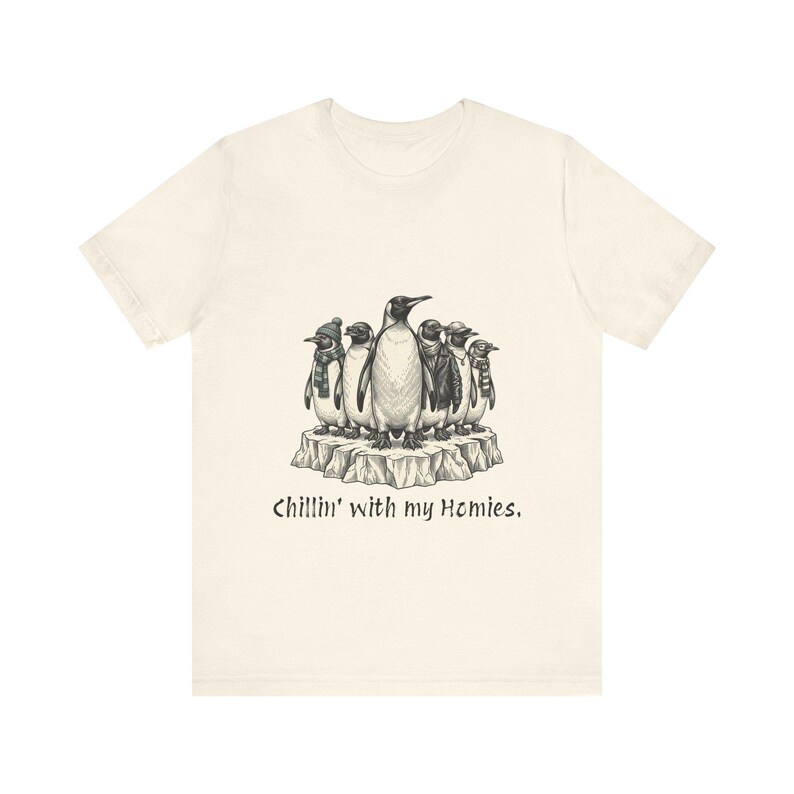 Camiseta "Relajándome con mis amigos" Camiseta de pingüinos geniales Camiseta con ilustración de pingüino Camiseta de amigos Camiseta de grupo de amigos Iceberg Camiseta para adolescentes en blanco y negro imagen 11
