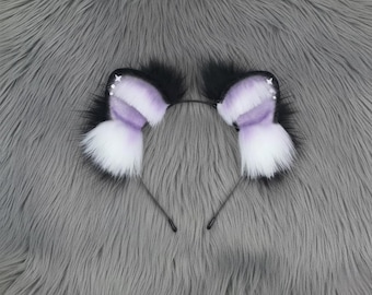 Flauschige Kunstpelz Fuchsohren Stirnband - Lila Cosplay Accessoire