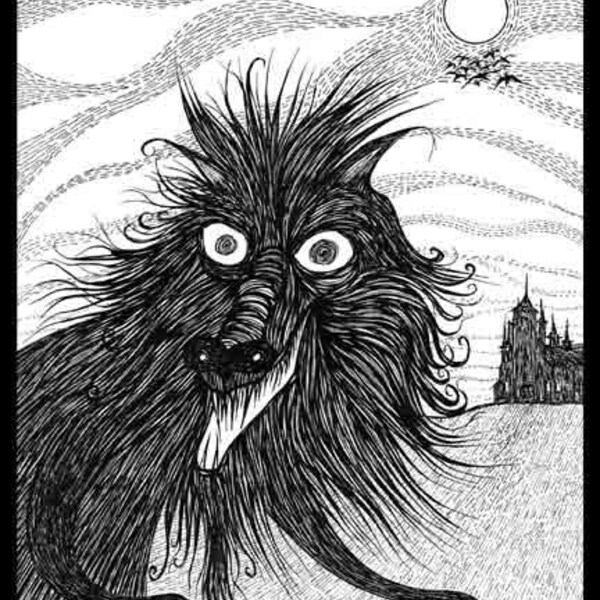 Mephistopheles - Pen and Ink, black and white, drawing, wolf, werewolf, dog, beast, halloween