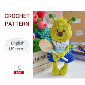 Virkmönster för amigurumi-gräshoppa i PDF-format
