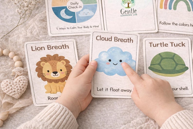 Mindfulness Breathing Cards for Kids | Calm Down Flashcards ...