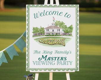 Masters Viewing Party Welcome Sign Template | Golf Tournament Decor | Augusta National | Sports Watch Party