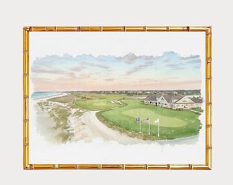 Kiawah Island Ocean Course Watercolor Wall Art | PGA Championship Course | Golf Landscape Print