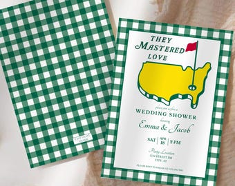 Zaproszenie na wieczór panieński „They Mastered Love” | Zaproszenie na wieczór panieński w stylu golfa | Masters Inspired