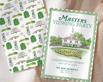 Masters Viewing Party Invitation Template | Golf Tournament Invite | Augusta National | Sports Watch Party