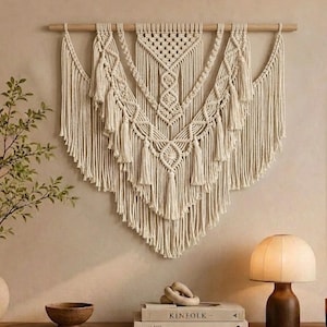 Boho Macrame Wall Hanging, Boho Wall Decor, Woven Wall Art, Bohemian Home Decor, Neutral Wall Decor, Bedroom Wall Hanging, Textile Art