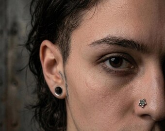 20G Titan Nase Schraube Bolzen, oxidiert Stern Nase Bolzen, kleine Spirale S Form Nasenring, hypoallergen Nasenloch Piercing Schmuck, Geschenk für sie