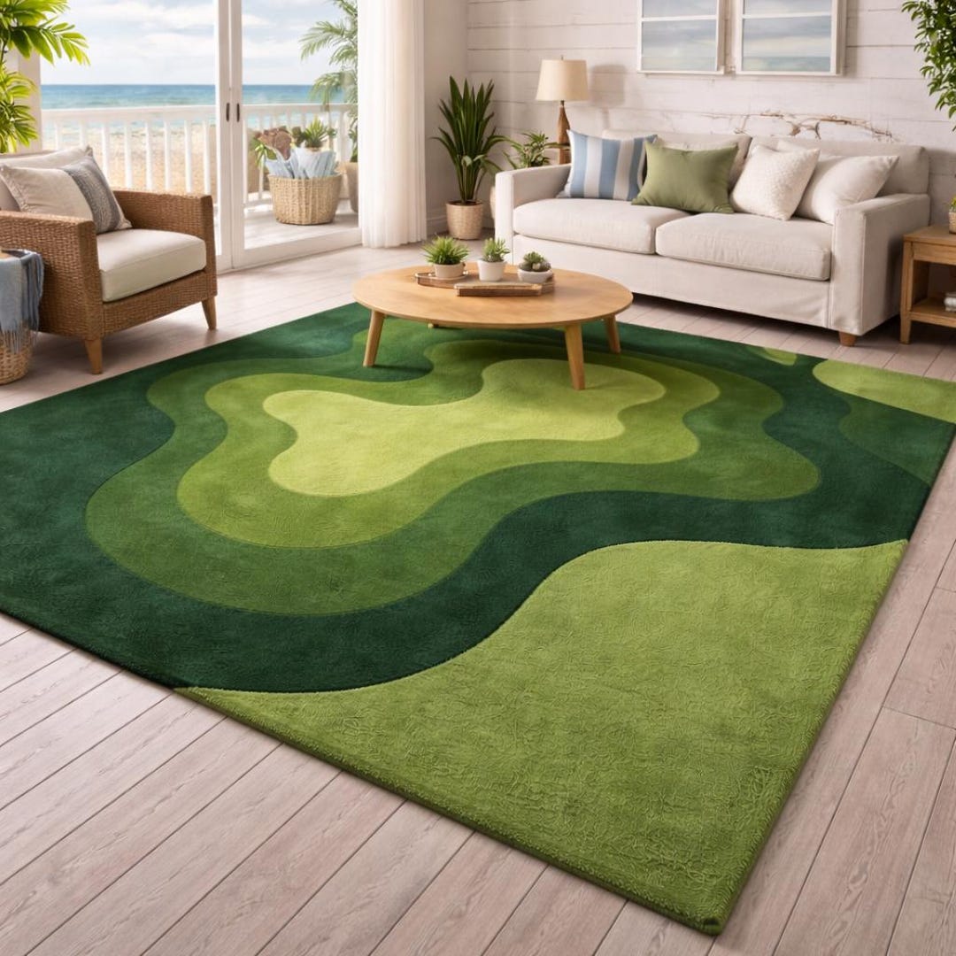 Hand Tufted Green Abstract Rug – Organic Modern Area Rug - Etsy