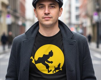 Tintin and Snowy SVG PNG | Retro Comic Illustration | Printable T-Shirt Design (Digital Download)