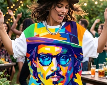 Johnny Depp SVG PNG | Celebrity Geometric Portrait | Printable T-Shirt Design (Digital Download)