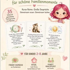 Tischsprüche für Kinder – 35 liebevoll gereimte Karten | PDF zum Ausdrucken | Kita | Kindergarten | Familie | Sofort-Download
