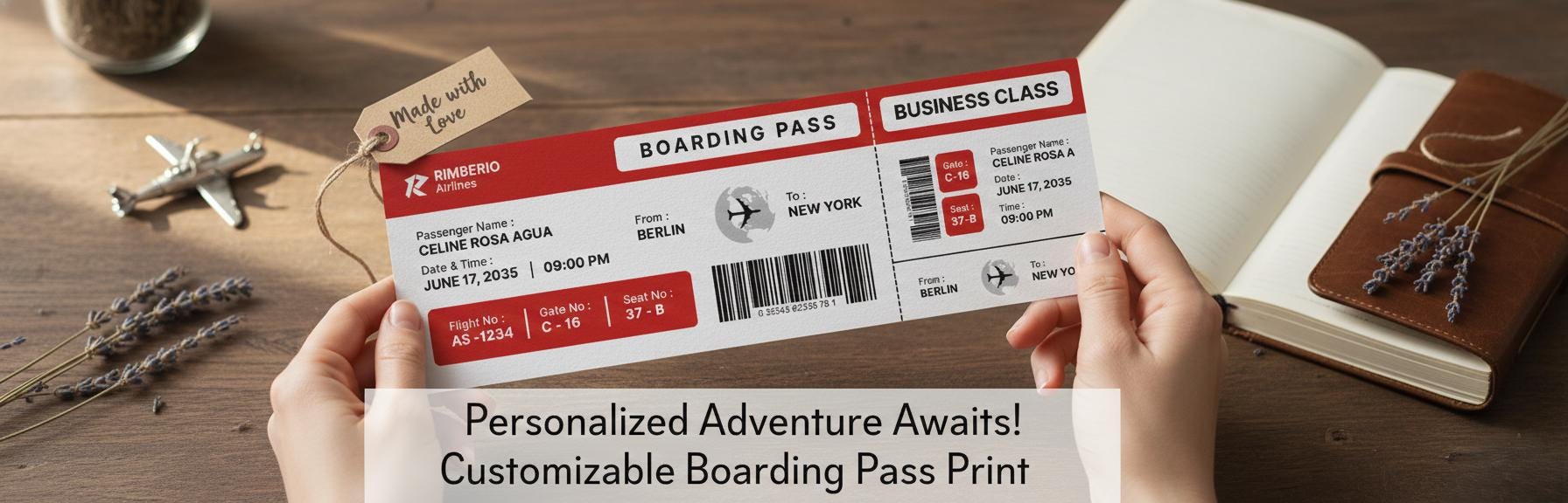Surprise Trip Boarding Pass Template | Editable Canva Design (digital ...