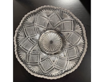 Antieke McKee IHC Teutonic EAPG glazen schaal van 21,5 cm voor het serveren van bessen, circa 1894