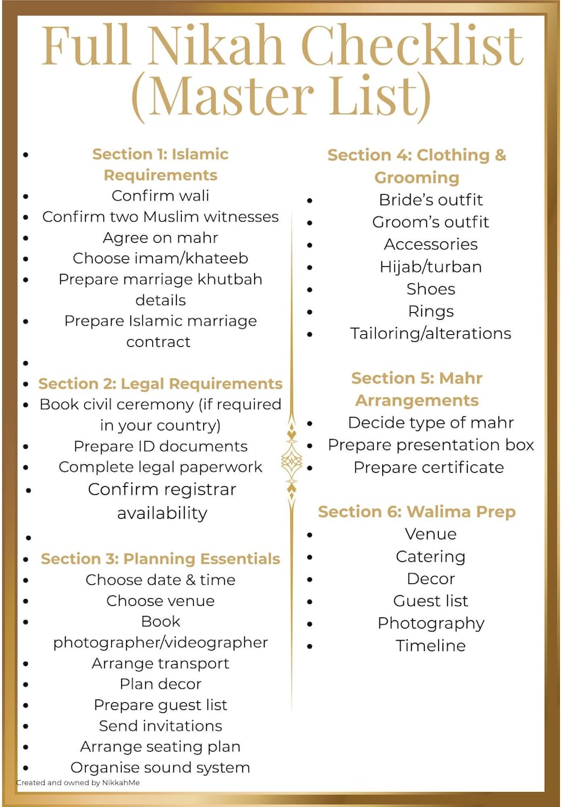 Nikah Planning Bundle | Islamic Wedding Planner | Bride & Groom ...