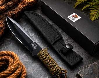 handmade knife,fixed blades with pancake sheath personalized & Paracord Handle,Survival Camping Knife,Tactical EDC Outdoor Knife For Hunting