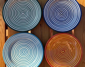 Colorful Mediterranean Plates – Set of 4 – Handmade Moroccan Ceramic