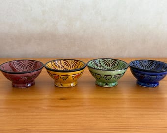 Colorful Moroccan Ceramic Bowls – Set of 4 Handmade Mediterranean Artisan Tableware