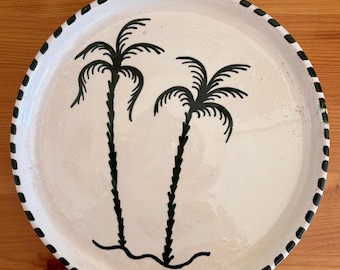 Handmade Moroccan Ceramic Plate with Palm Trees – Unique Piece