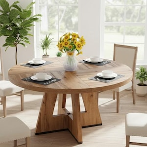 Solid Wood Round Dining And Coffee Table, Rustic Farmhouse Kitchen Table