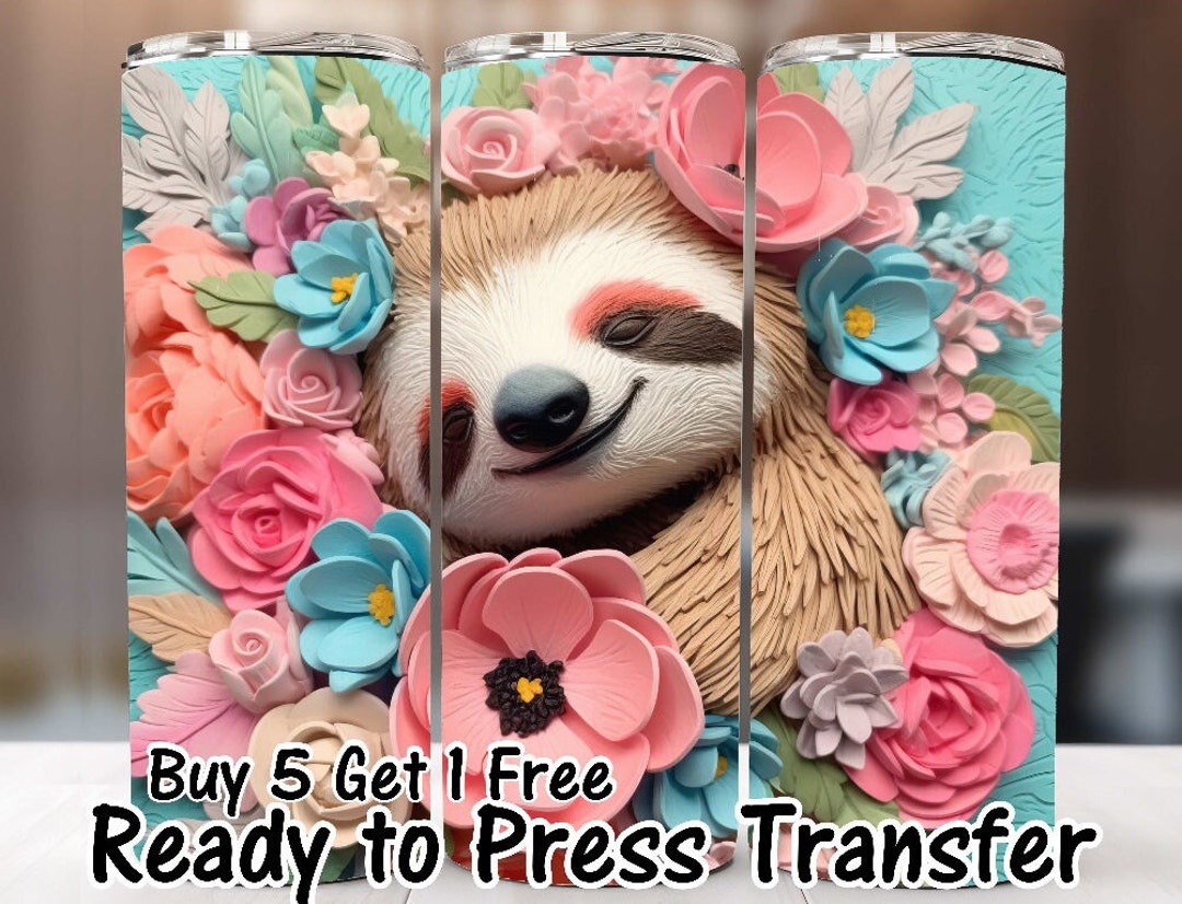 Buy 5 Get 1 Free NOT A DIGITAL Ready to Press Print 3D Sloth ...