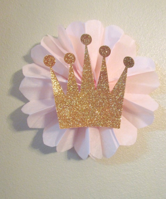 Items similar to Kit Set of 3 Glitter Crown Tiara Tissue Rosette
