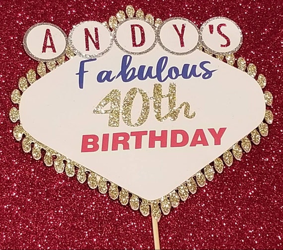 Las Vegas Inspired Birthday Cake Topper Any Age Casino Themed Etsy