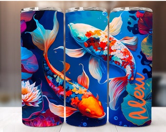 20 oz. Tumbler Custom Personalized Koi Fish Cup