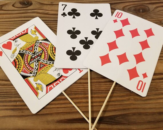 Set Of 3 Playing Card Centerpiece Toppers Sticks Picks Jumbo Etsy