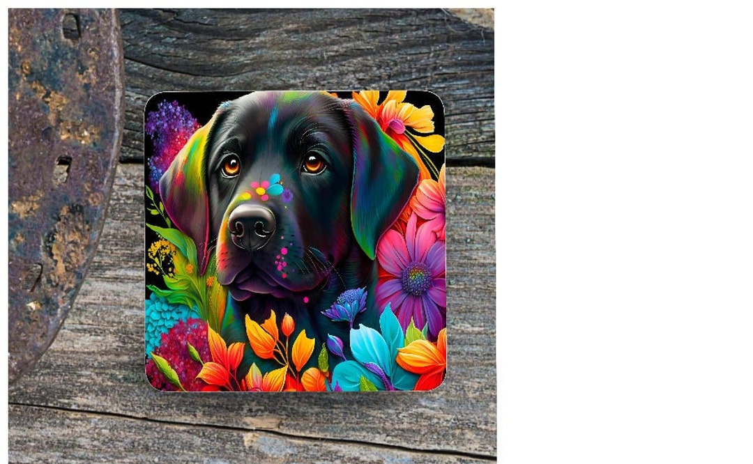 Labrador Coasters Black Labrador Sublimated Coaster - Etsy