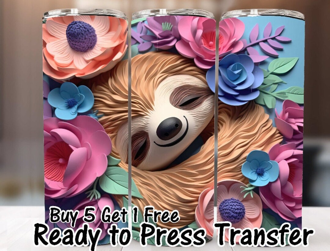 Buy 5 Get 1 Free NOT A DIGITAL Ready to Press Print 3D Sloth ...