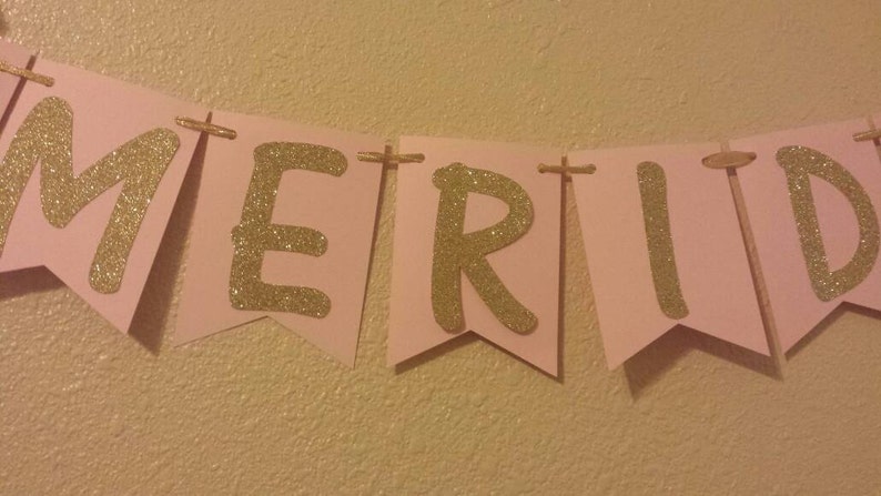 Birthday Party Baby shower Decor Photo Prop Backdrop Princess Name Banner garland Pink Gold or choose your own colors