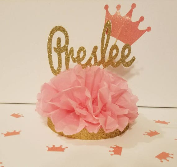 Pink And Gold Personalized Name Centerpiece Princess 1st Etsy