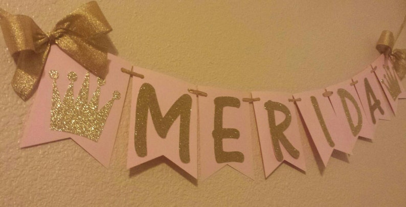 Birthday Party Baby shower Decor Photo Prop Backdrop Princess Name Banner garland Pink Gold or choose your own colors