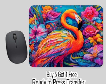 Buy 5 Get 1 Free NOT A DIGITAL Ready to Press Print Flamingo Sublimation Transfer Mouse Pad Transfer