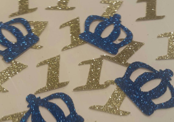 Royal Little Prince Crown Any Age Confetti Blue Gold 1st Etsy