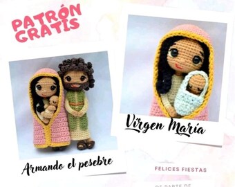 Virgin Mary Amigurumi Crochet Pattern PDF Spanish Christmas Nativity Scene Digital Download Gift