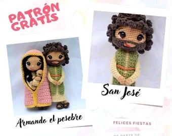 Saint Joseph Amigurumi Crochet Pattern PDF Spanish Christmas Nativity Scene Digital Download Gift