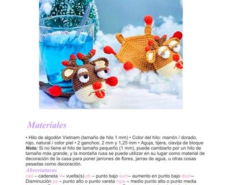 Christmas Reindeer Coaster Pattern Amigurumi Crochet PDF Spanish Digital Download