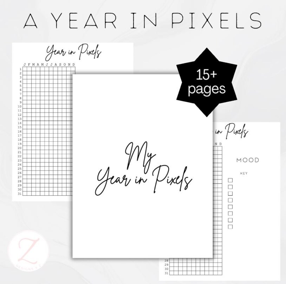 Year in Pixels Yearly Planner | Mood + Habit Tracker Printable ...