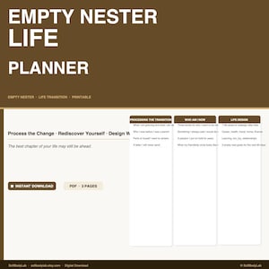 Empty Nester Life Planner Printable | Process the Transition | Rediscover Yourself | Life Design | Goals | Instant Download