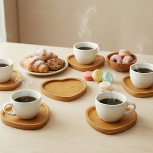 Handmade Wooden Serving Tray Set, Bamboo Coffee And Tea, Tray For Cups, Glasses, Fruit And Desserts, Cafe Restaurant Decor, Rectangular Tray