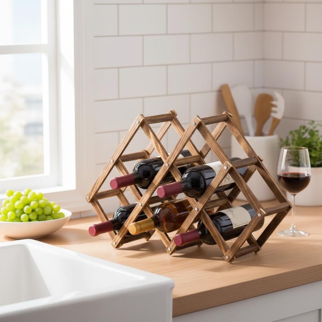 Wooden Wine Rack, Honeycomb Wine Rack, 10 Bottle, Asambled Rustic, Wine ...
